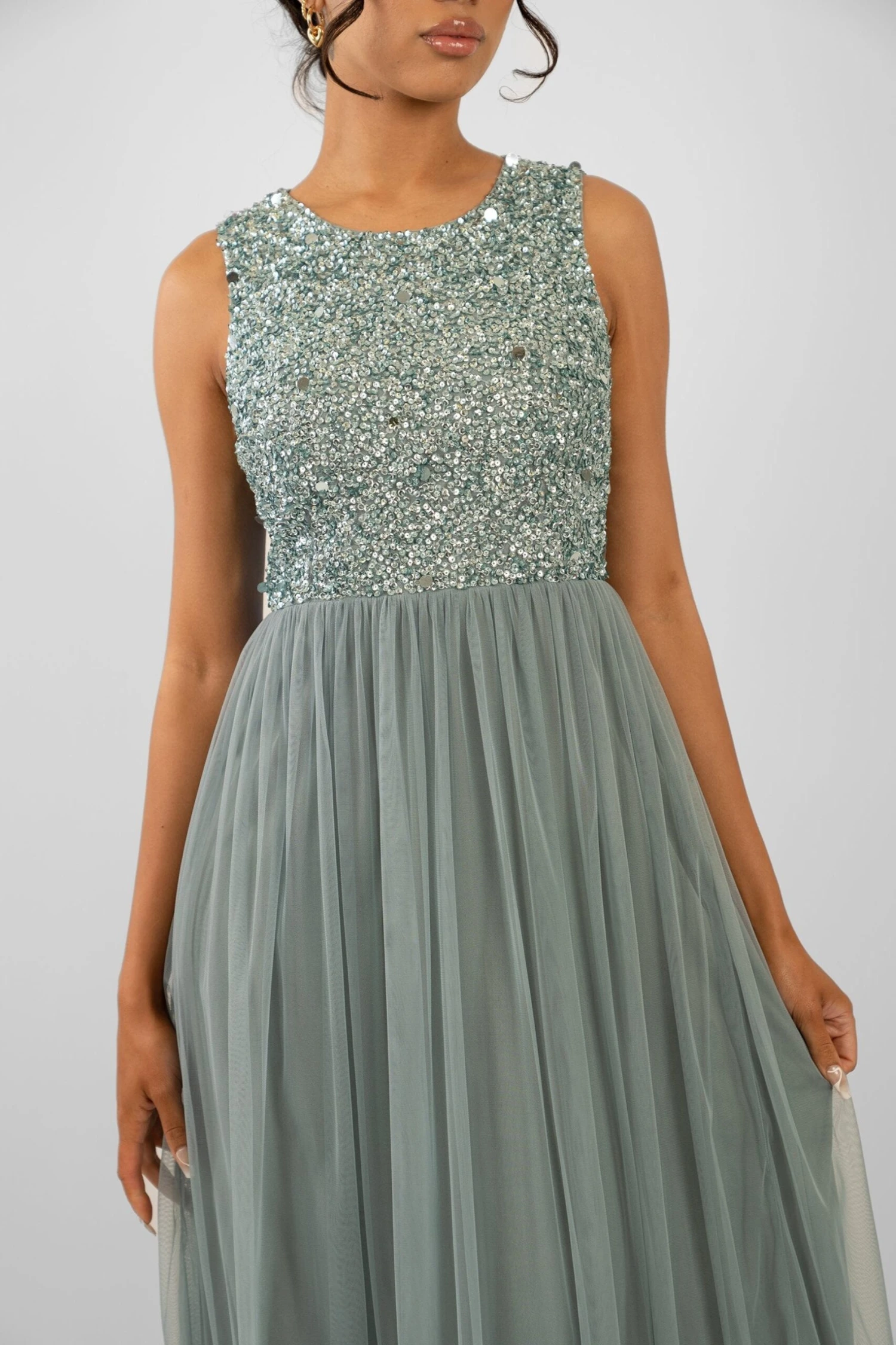 Picasso Teal Embellished Bridesmaid Maxi Dress 2 Picasso Teal Embellished Bridesmaid Maxi Dress - Image 2
