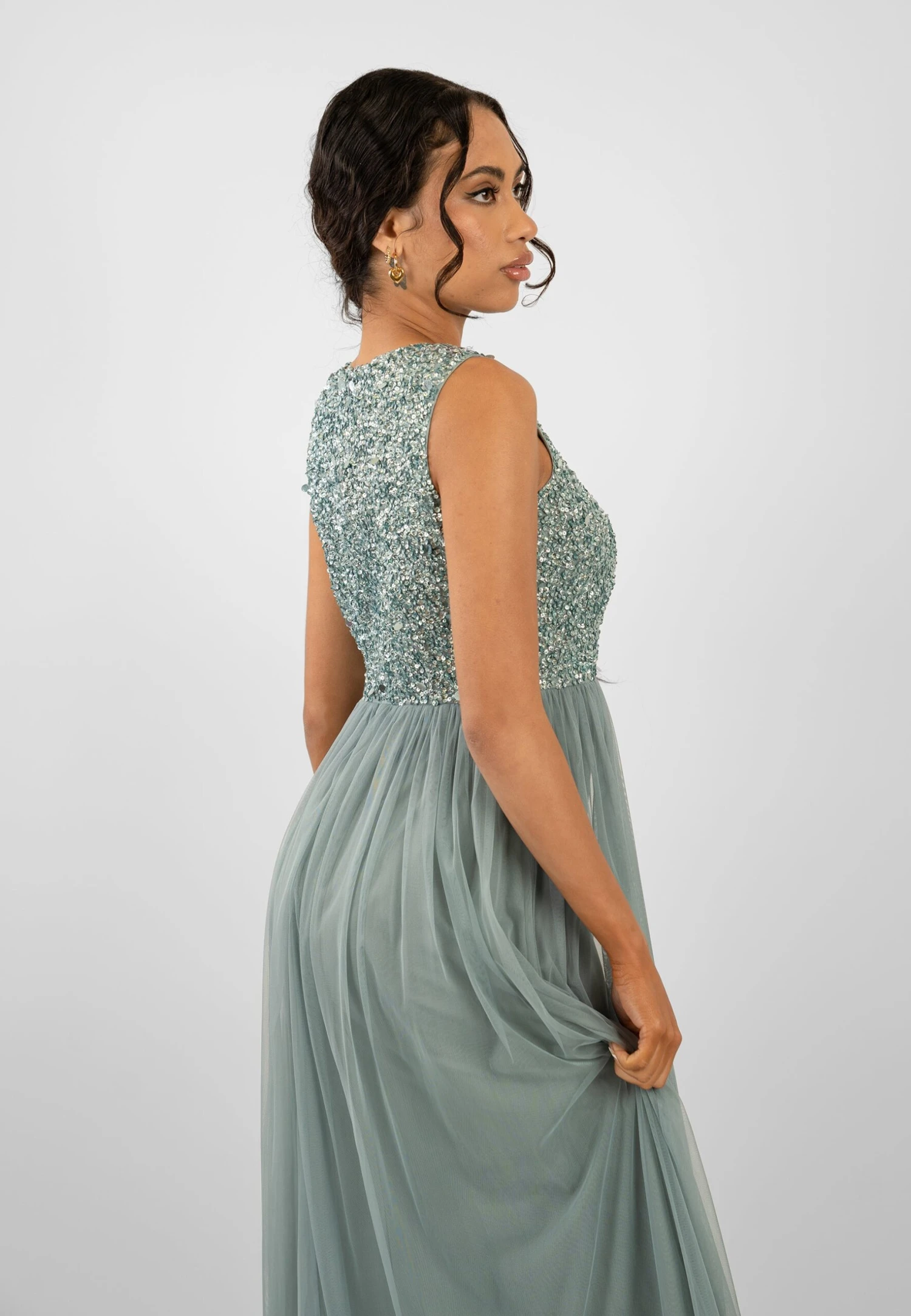 Picasso Teal Embellished Bridesmaid Maxi Dress 4 Picasso Teal Embellished Bridesmaid Maxi Dress - Image 4