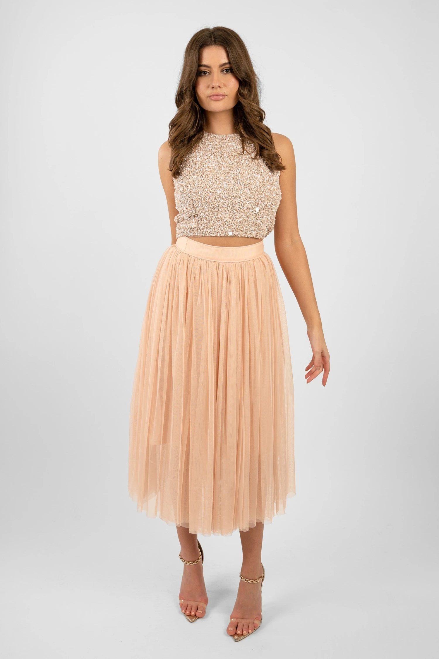 Cleo Nude Tulle Midi Skirt 1 Cleo Nude Tulle Midi Skirt