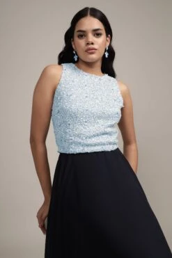 Picasso Embellished Top In Light Blue -Laceand Beads Picasso Top in Light Blue 10