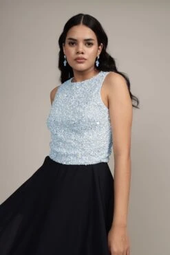 Picasso Embellished Top In Light Blue -Laceand Beads Picasso Top in Light Blue 11