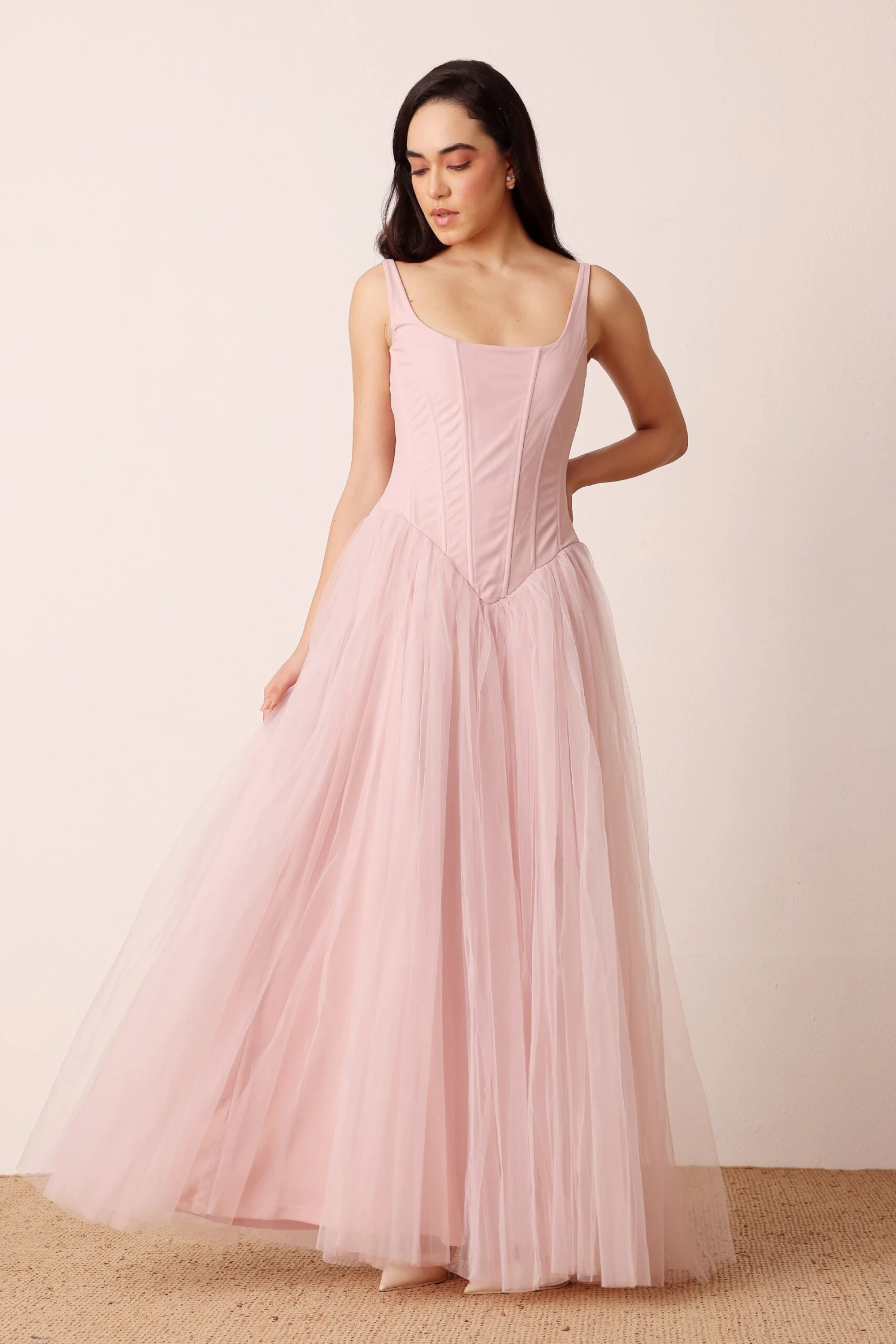 Quest Corset Maxi Dress In Powder Pink 2 Quest Corset Maxi Dress In Powder Pink - Image 2