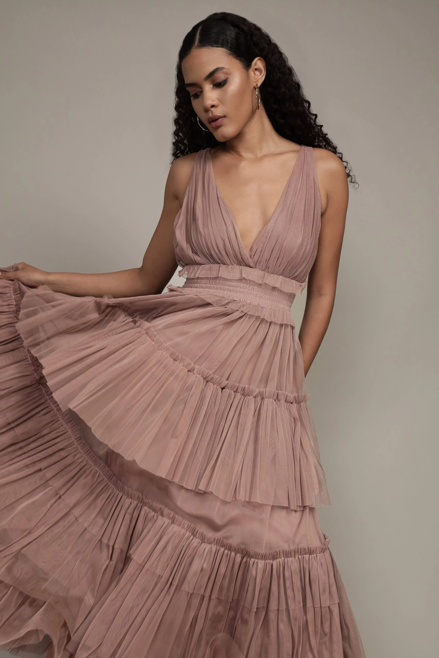 Luna Maxi Dress In Taupe 4 Luna Maxi Dress In Taupe - Image 4