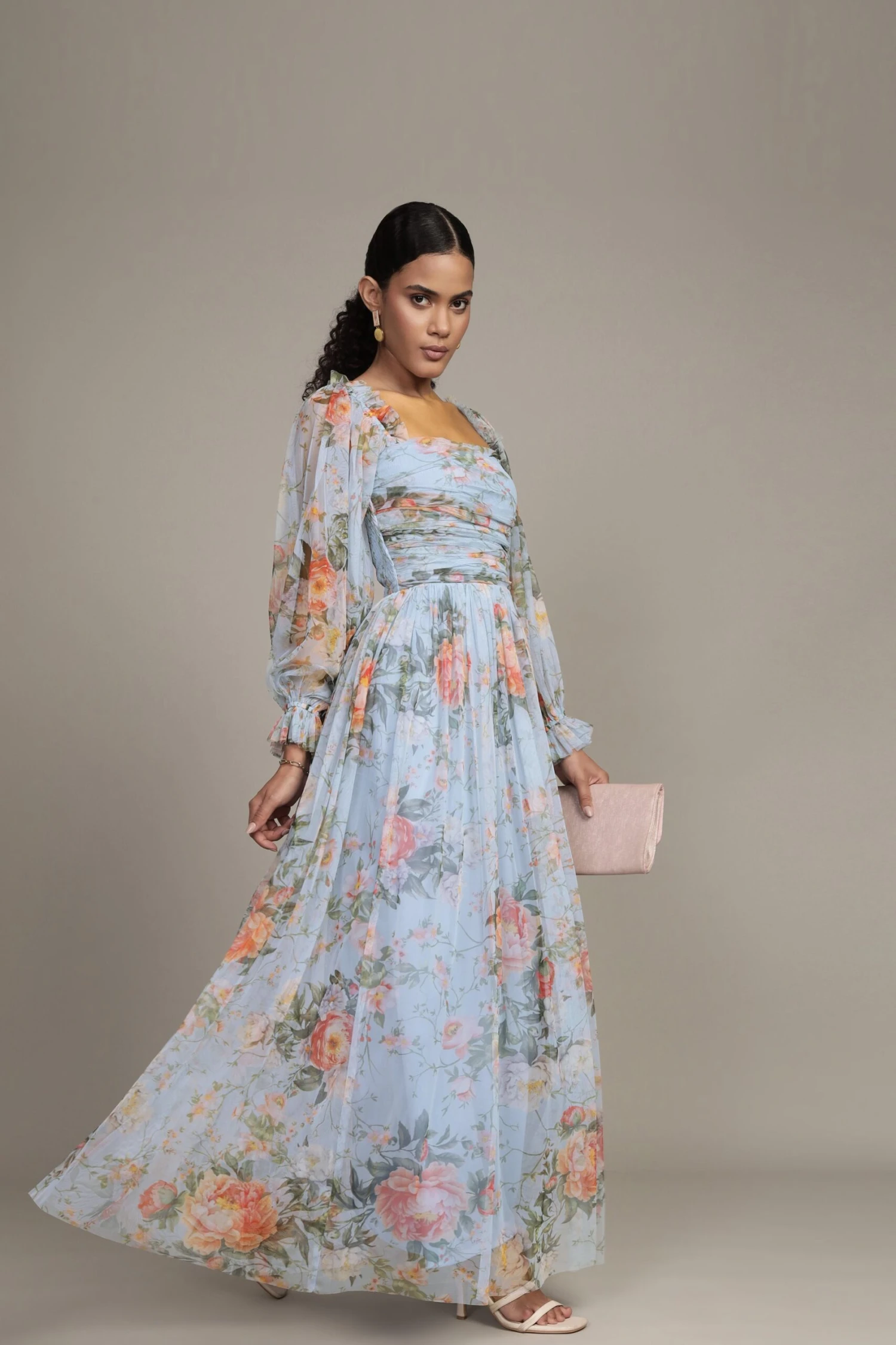 Lana Maxi Dress In Blue Floral Print 4 Lana Maxi Dress In Blue Floral Print - Image 4
