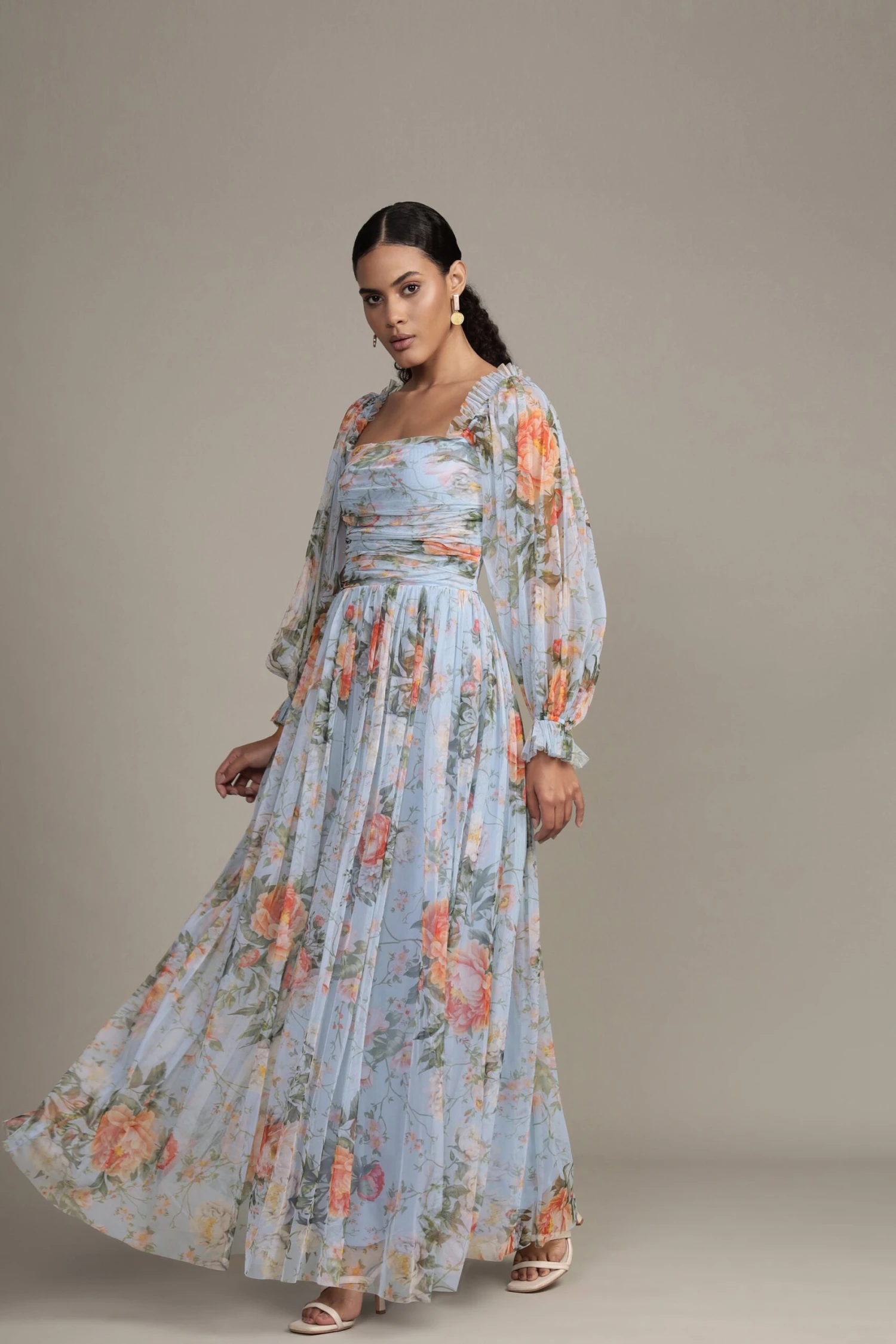 Lana Maxi Dress In Blue Floral Print 3 Lana Maxi Dress In Blue Floral Print - Image 3