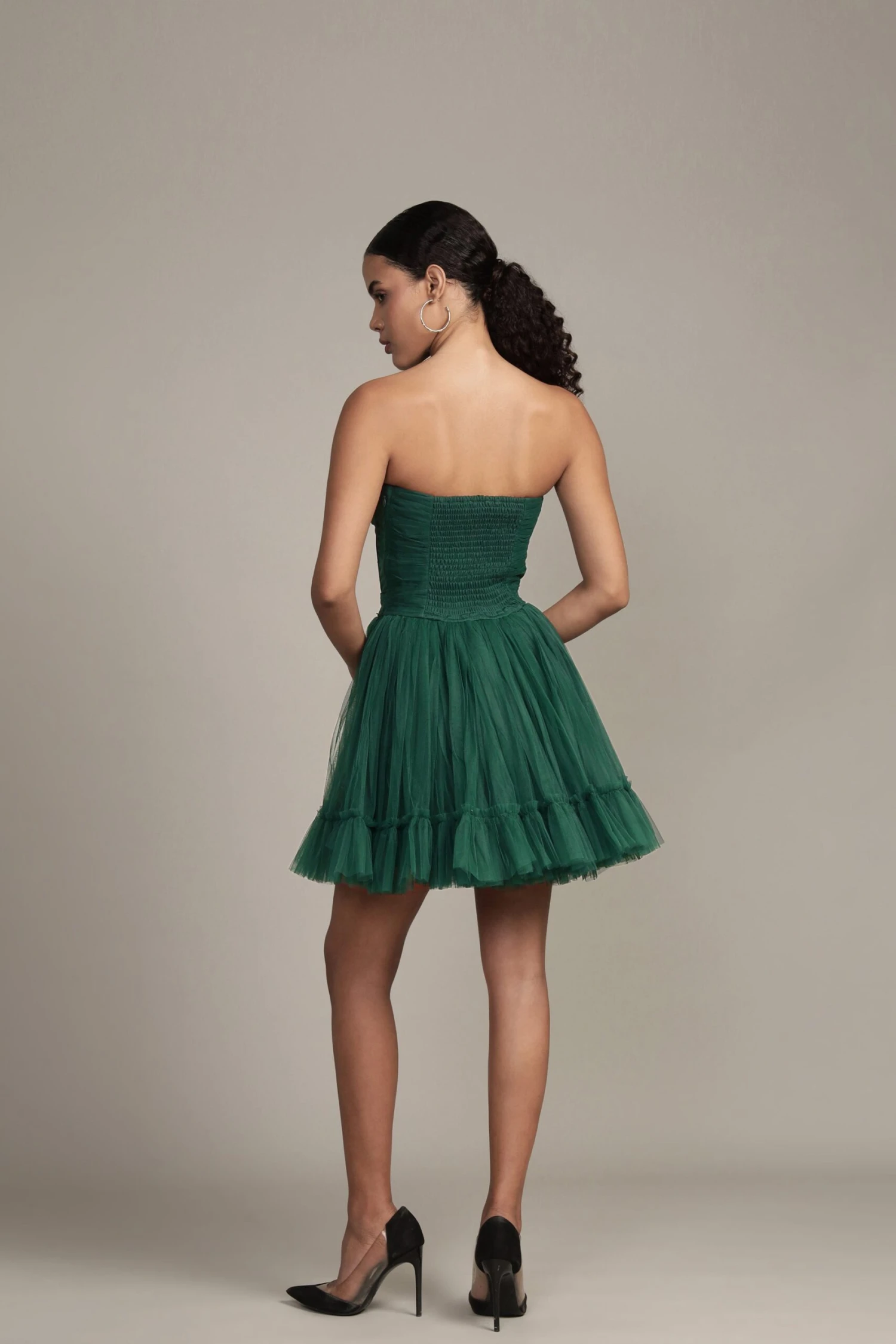 Lauren Green Tulle Mini Dress 4 Lauren Green Tulle Mini Dress - Image 4