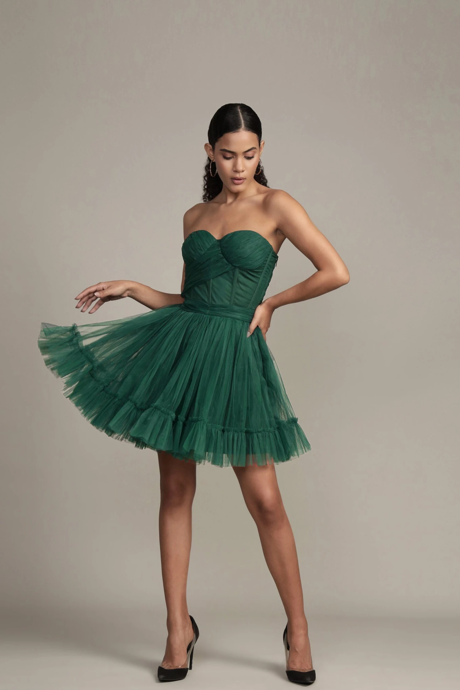 Lauren Green Tulle Mini Dress 3 Lauren Green Tulle Mini Dress - Image 3