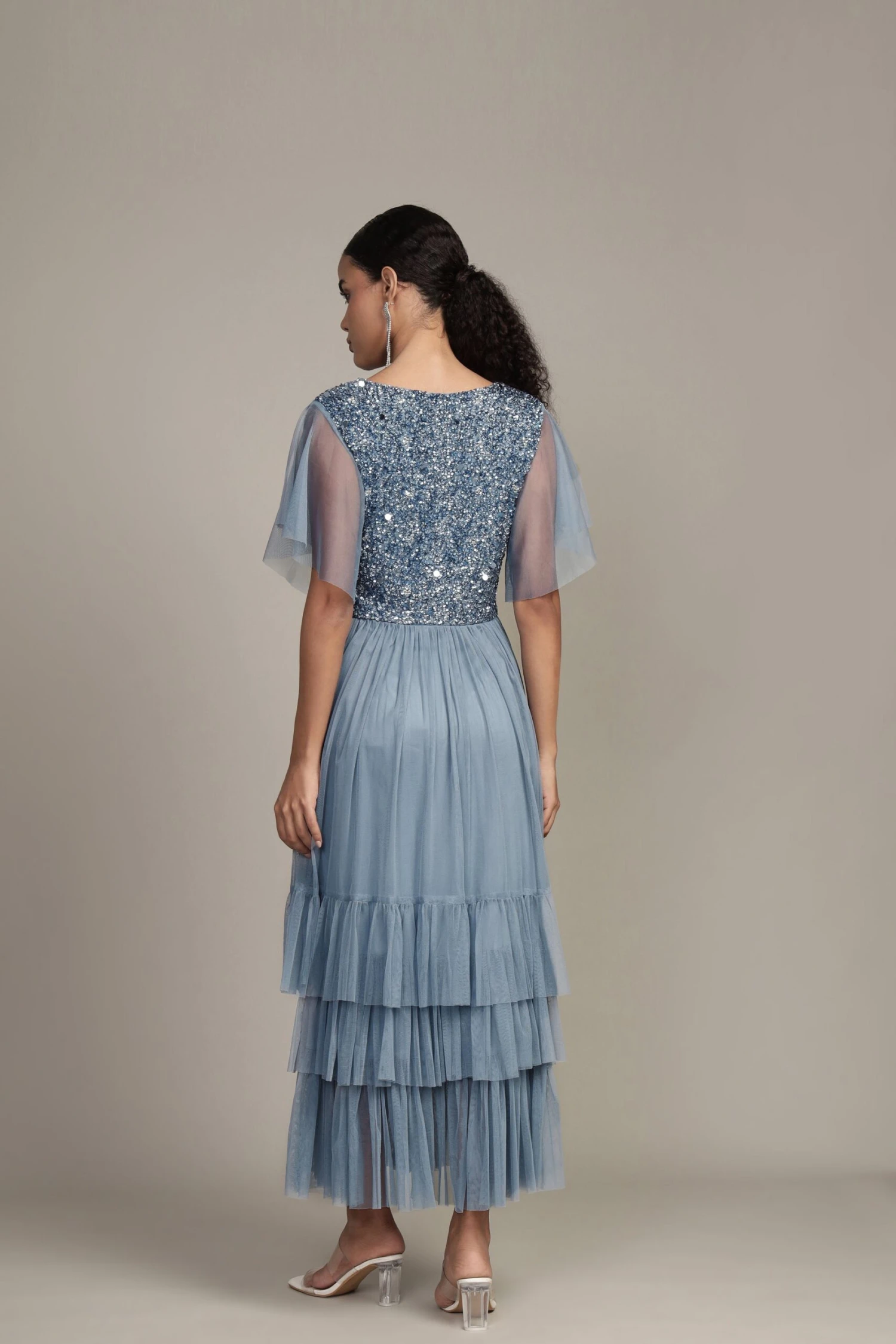 Maddie Embellished Midi In Dusty Blue 5 Maddie Embellished Midi In Dusty Blue - Image 5