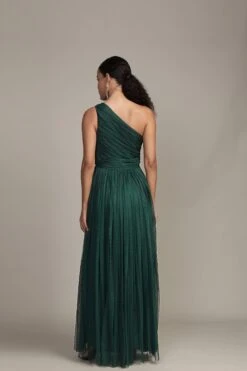One Shoulder Maxi Dress In Emerald Green -Laceand Beads RESIZED One Shoulder Maxi in Emerald Green 2