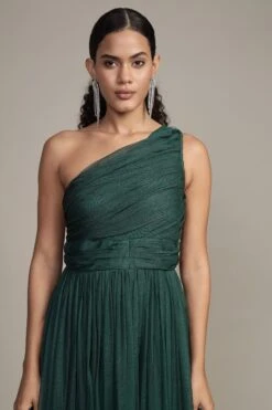One Shoulder Maxi Dress In Emerald Green -Laceand Beads RESIZED One Shoulder Maxi in Emerald Green 6