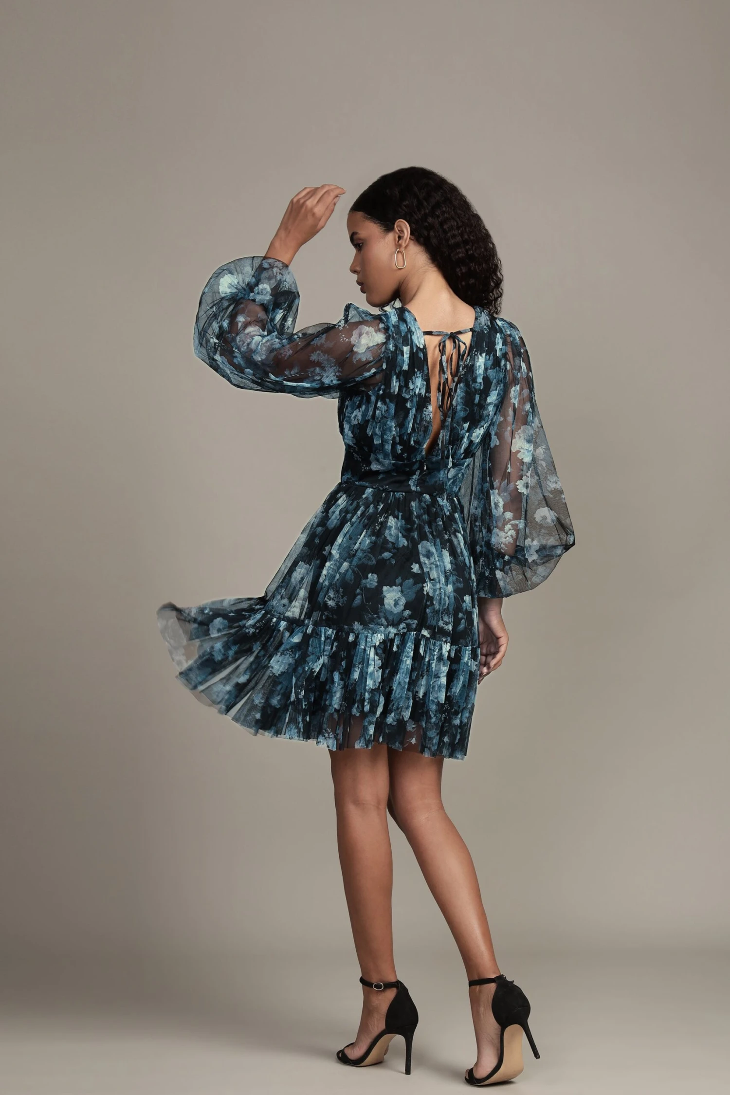 Rome Blue Floral Tulle Mini Dress 5 Rome Blue Floral Tulle Mini Dress - Image 5