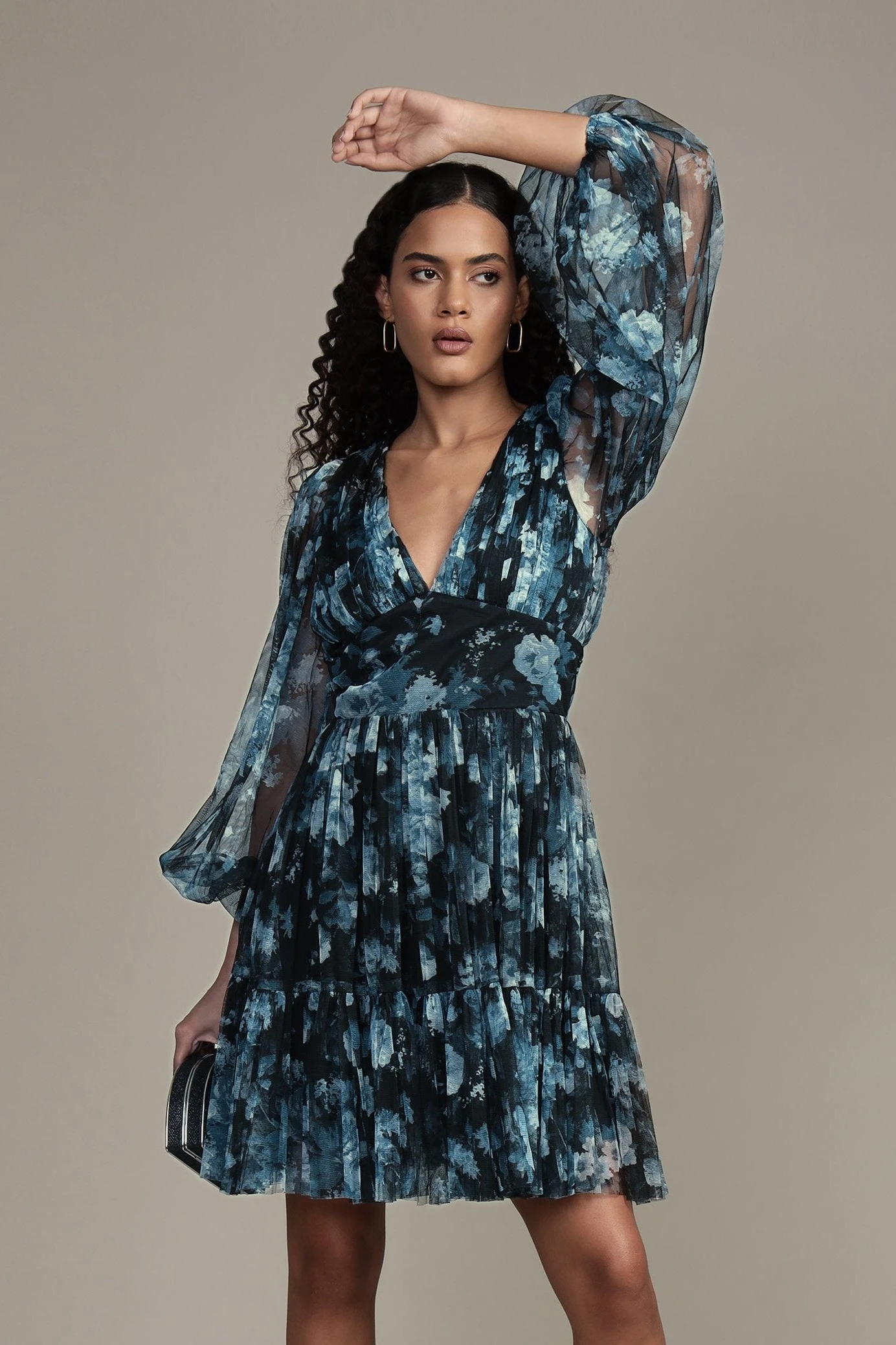 Rome Blue Floral Tulle Mini Dress 1 Rome Blue Floral Tulle Mini Dress