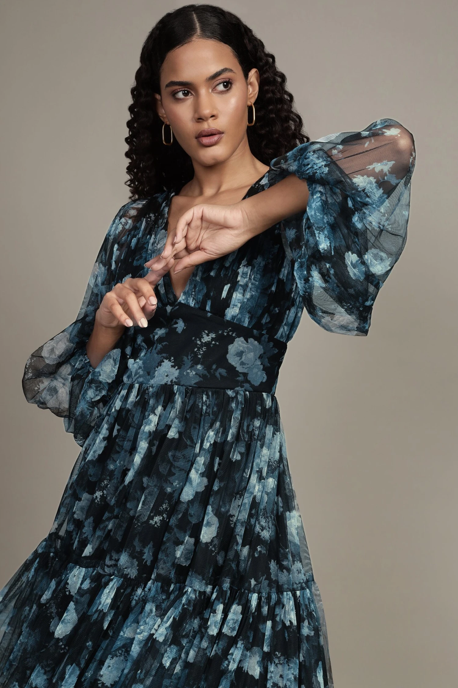 Rome Blue Floral Tulle Mini Dress 7 Rome Blue Floral Tulle Mini Dress - Image 7