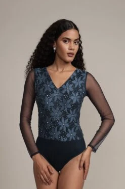 Rana Beaded Bodysuit 21 Rana Beaded Bodysuit -Laceand Beads Rana Bodysuit in Navy 11