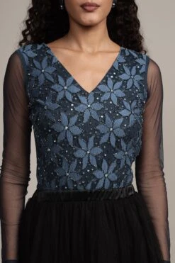 Rana Beaded Bodysuit 27 Rana Beaded Bodysuit -Laceand Beads Rana Bodysuit in Navy 3