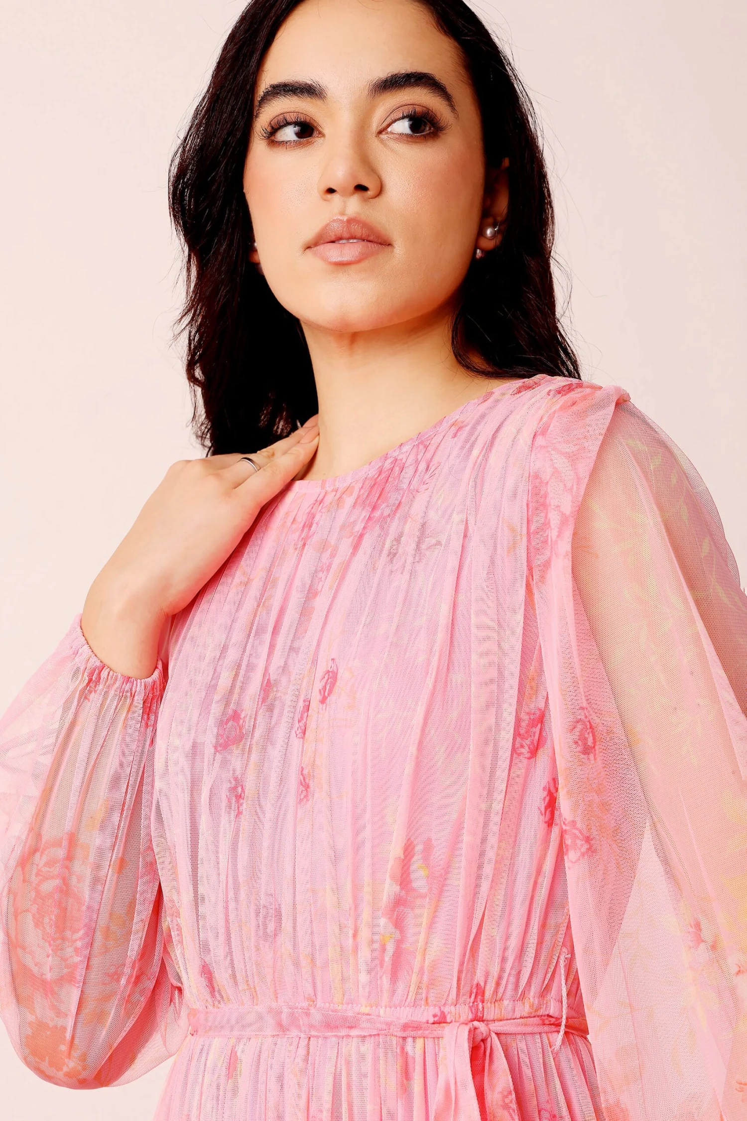 Rebecca Maxi Dress In Pink Floral 3 Rebecca Maxi Dress In Pink Floral - Image 3