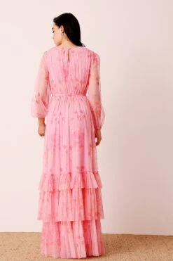 Rebecca Maxi Dress In Pink Floral 8 Rebecca Maxi Dress In Pink Floral -Laceand Beads Rebecca Maxi in Pink Floral 2