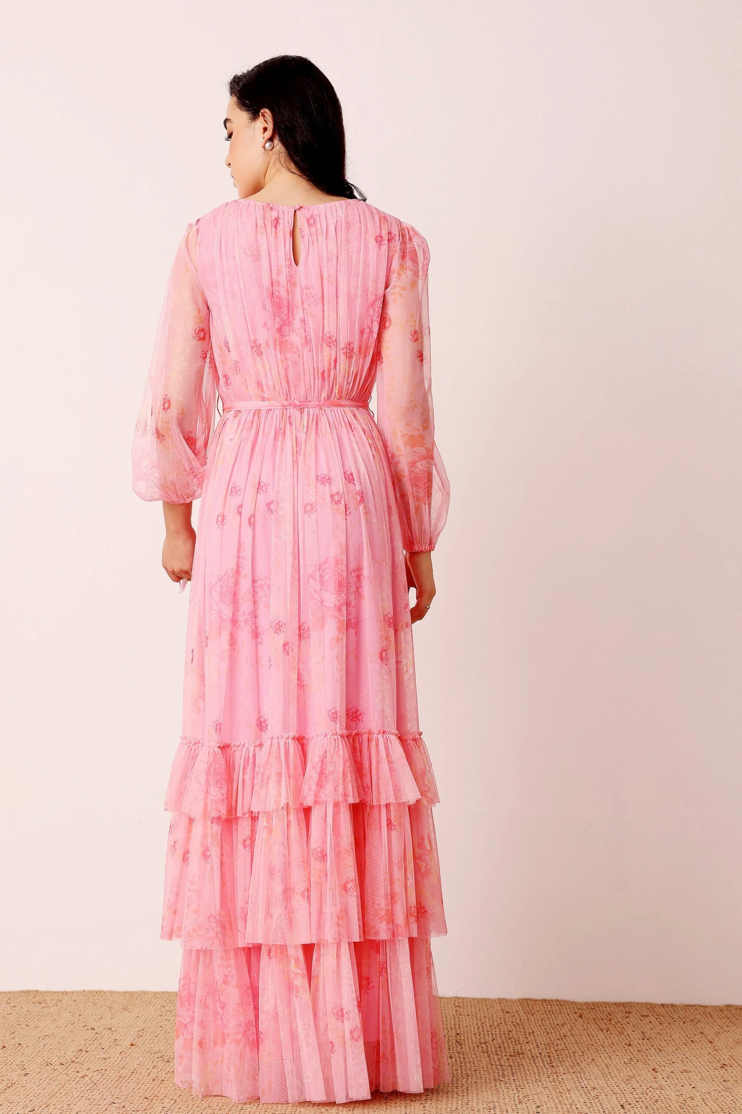 Rebecca Maxi Dress In Pink Floral 4 Rebecca Maxi Dress In Pink Floral - Image 4
