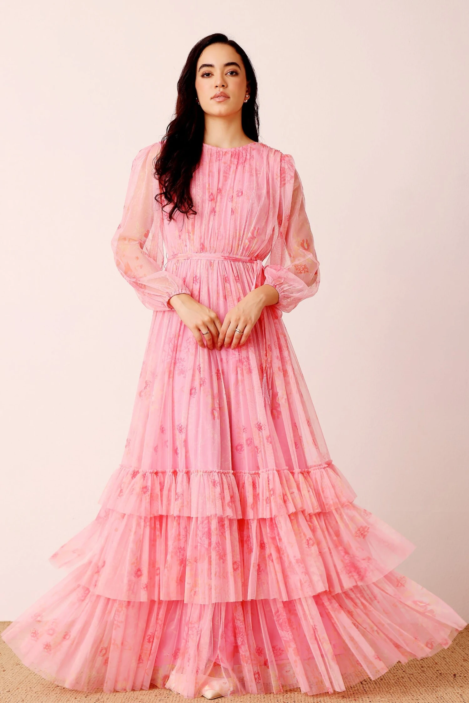 Rebecca Maxi Dress In Pink Floral 2 Rebecca Maxi Dress In Pink Floral - Image 2