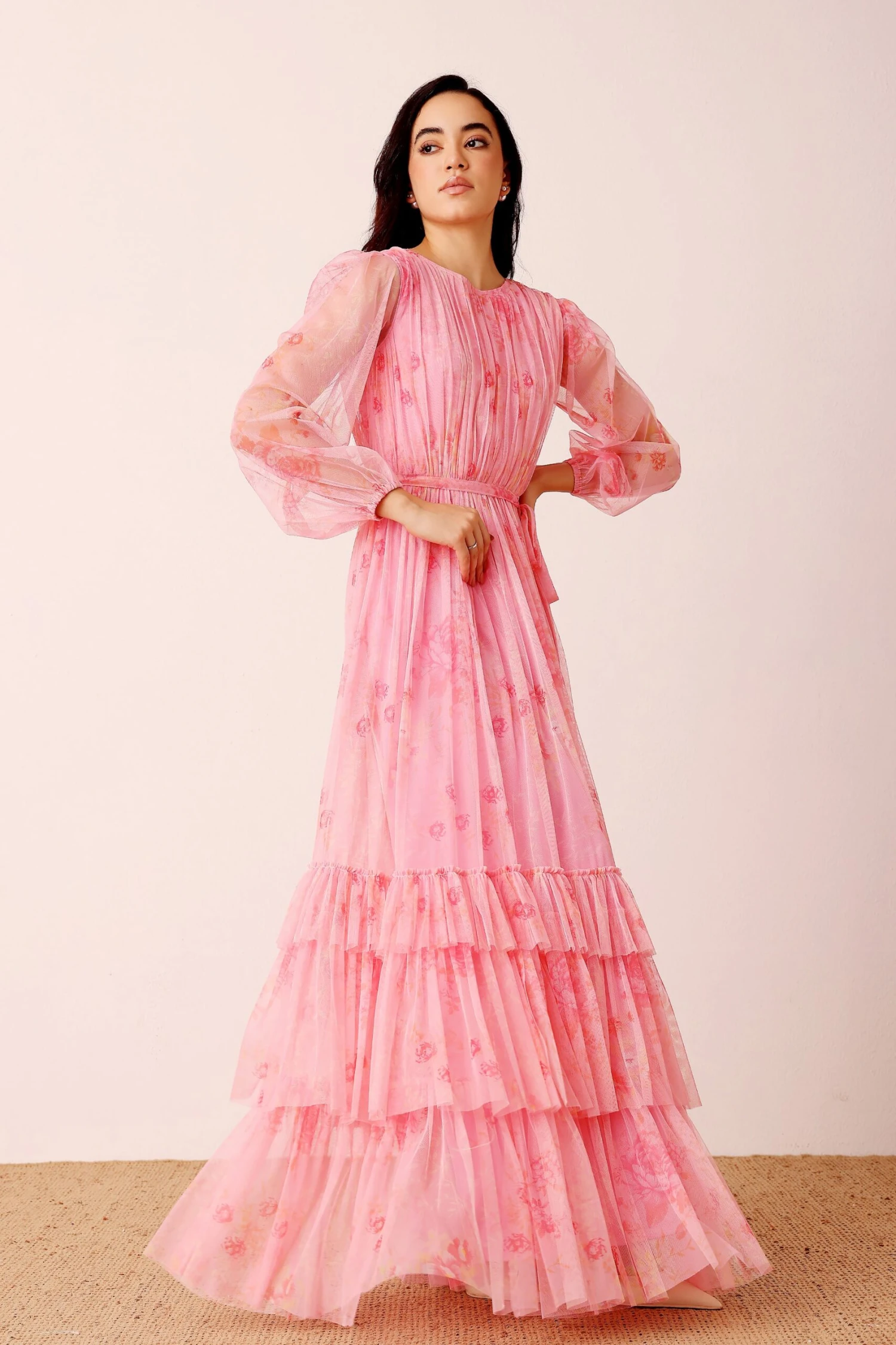 Rebecca Maxi Dress In Pink Floral 5 Rebecca Maxi Dress In Pink Floral - Image 5