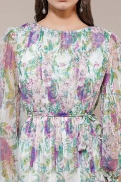 Rebecca Midi Dress In Purple Green Floral -Laceand Beads Rebecca Midi in Purple Green Floral 1