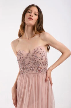 Riva Embellished Corset Maxi Dress In Pink -Laceand Beads Riva 3