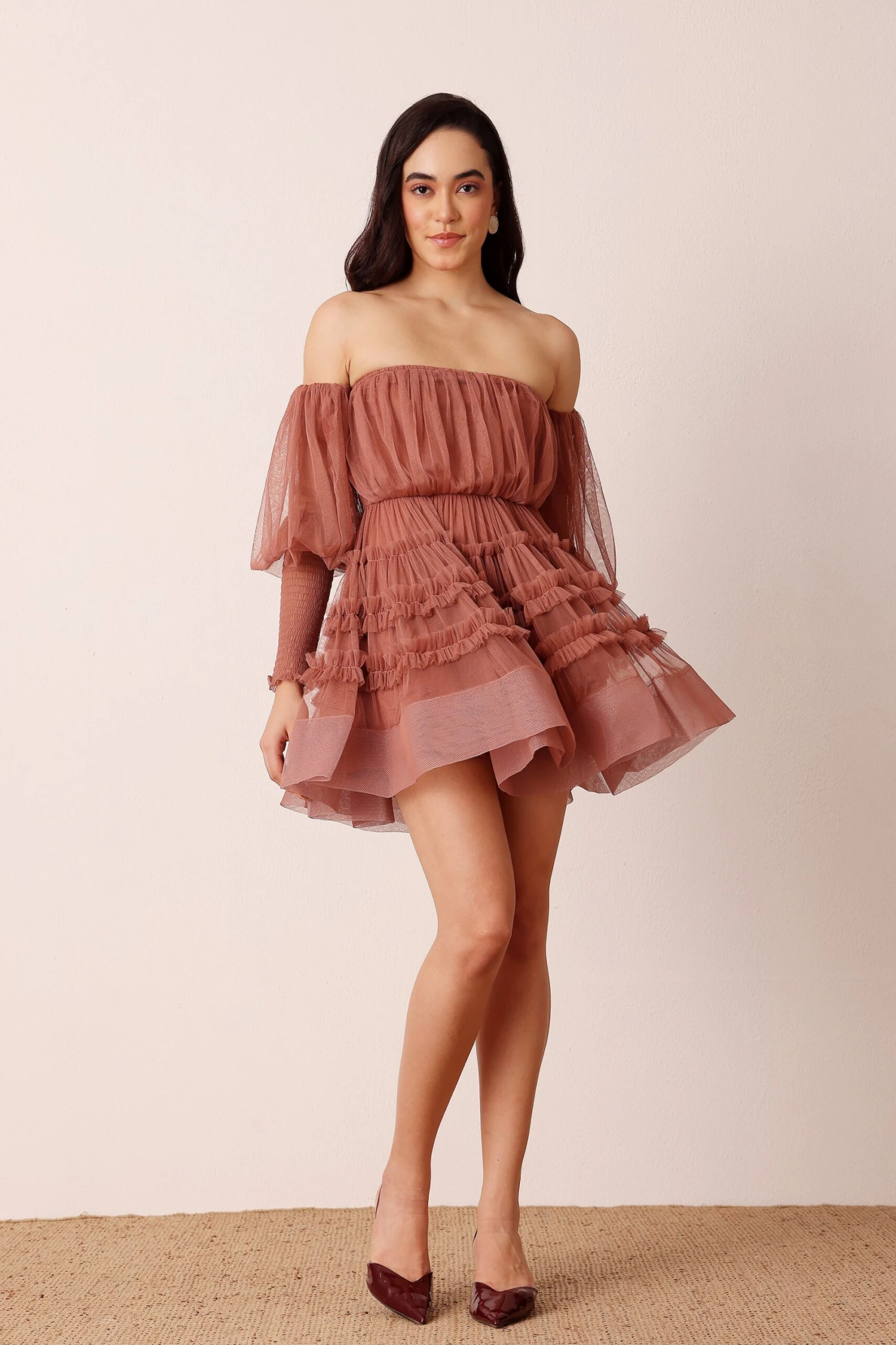 River Mini Dress In Merlot 2 River Mini Dress In Merlot - Image 2