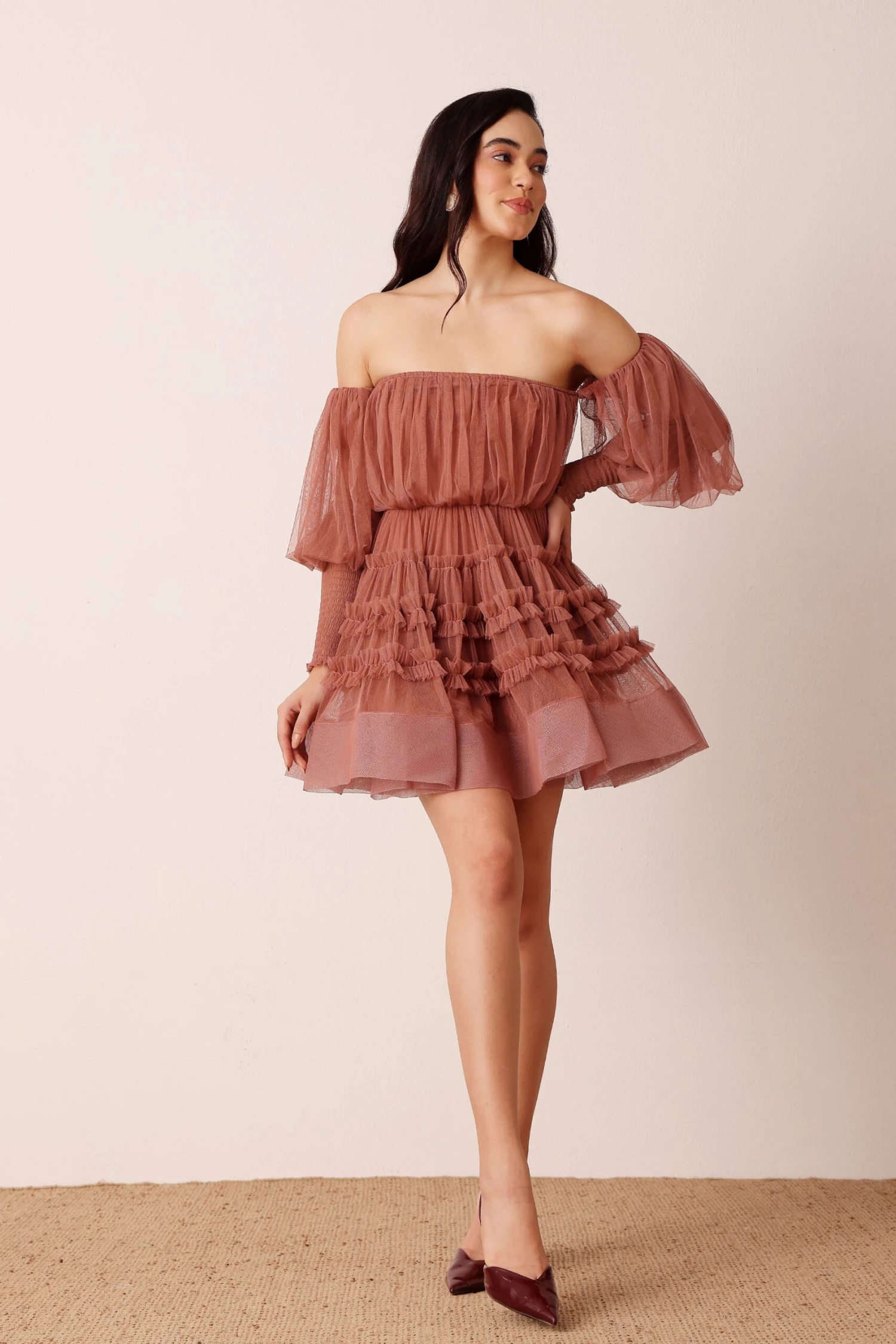 River Mini Dress In Merlot 3 River Mini Dress In Merlot - Image 3