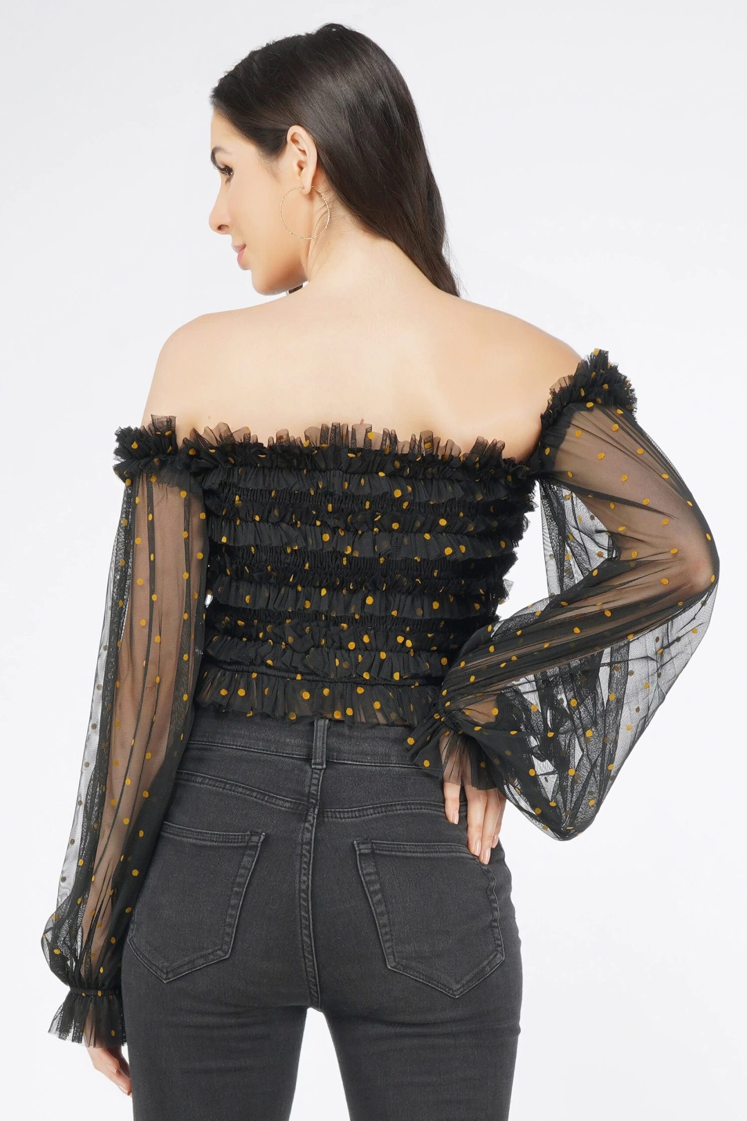 Rolf Black Tulle Top With Gold Polka 2 Rolf Black Tulle Top With Gold Polka - Image 2