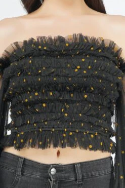 Rolf Black Tulle Top With Gold Polka 10 Rolf Black Tulle Top With Gold Polka -Laceand Beads RolfTop 7