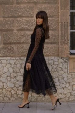 Roman Lola Polka Dot Midi Dress In Black 15 Roman Lola Polka Dot Midi Dress In Black -Laceand Beads RomanLolaBlack 5