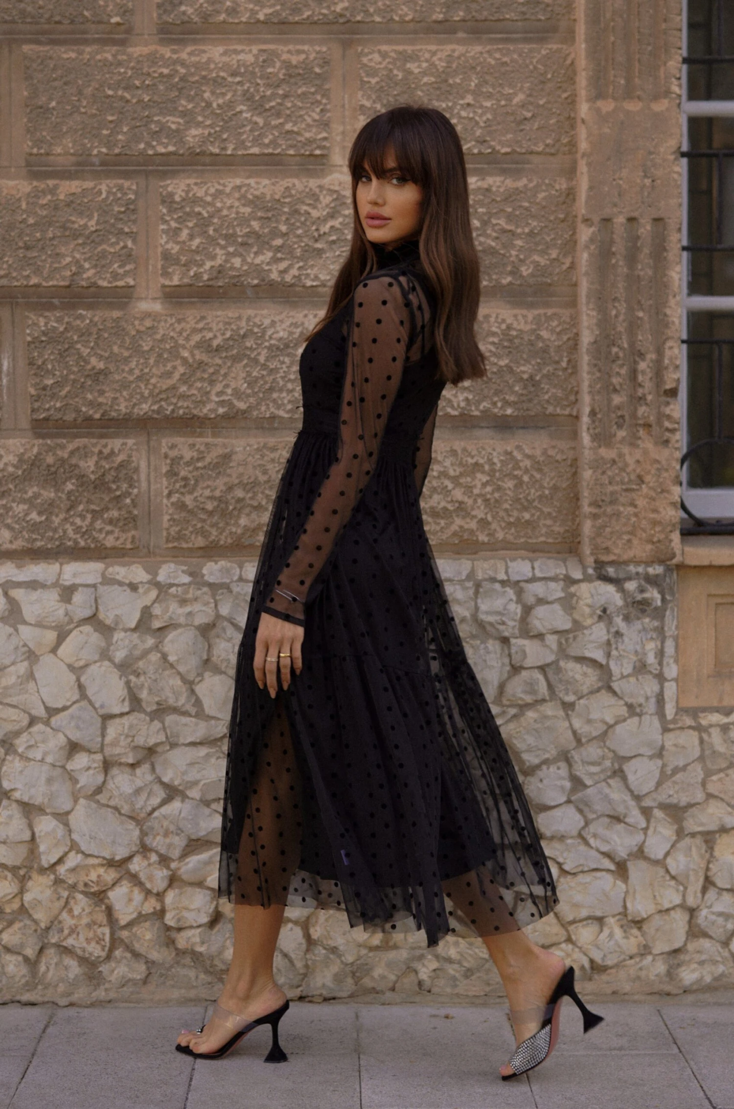 Roman Lola Polka Dot Midi Dress In Black 6 Roman Lola Polka Dot Midi Dress In Black - Image 6