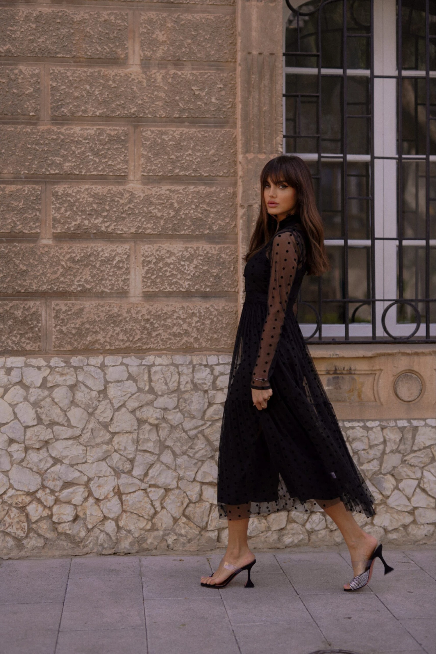 Roman Lola Polka Dot Midi Dress In Black 8 Roman Lola Polka Dot Midi Dress In Black - Image 8