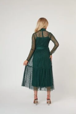 Roman Lola Polka Dot Midi Dress In Green -Laceand Beads RomanLola 23