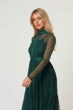 Roman Lola Polka Dot Midi Dress In Green -Laceand Beads RomanLola 32