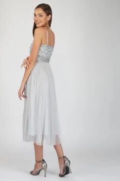 Ruhi Embellished Midi Dress In Grey 8 Ruhi Embellished Midi Dress In Grey -Laceand Beads Ruhi 5