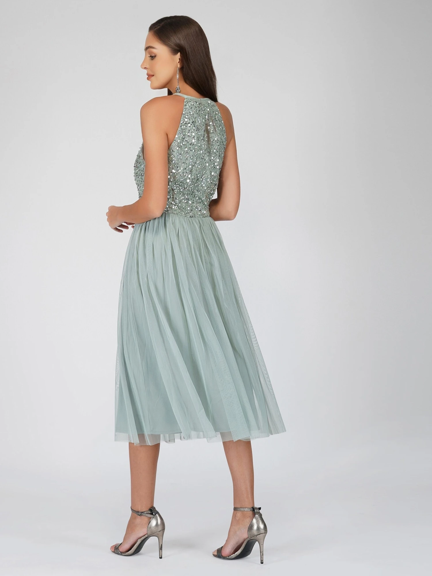 Sprinkle Sage Green Bridesmaid Midi Dress 3 Sprinkle Sage Green Bridesmaid Midi Dress - Image 3