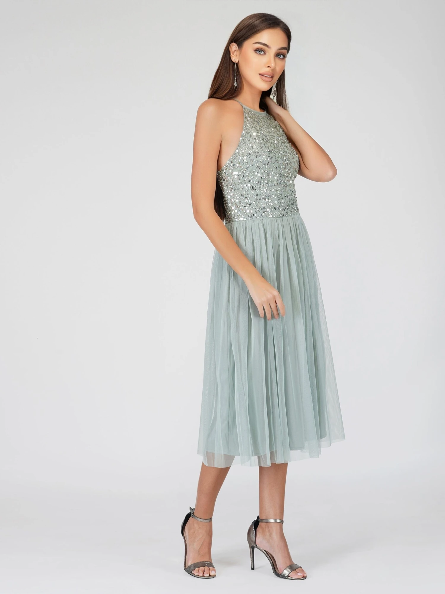 Sprinkle Sage Green Bridesmaid Midi Dress 2 Sprinkle Sage Green Bridesmaid Midi Dress - Image 2