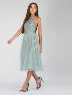 Sprinkle Sage Green Bridesmaid Midi Dress 8 Sprinkle Sage Green Bridesmaid Midi Dress -Laceand Beads SPrinkleteal 4 Copy