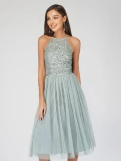 Sprinkle Sage Green Bridesmaid Midi Dress 9 Sprinkle Sage Green Bridesmaid Midi Dress -Laceand Beads SPrinkleteal 7 Copy