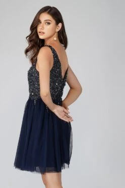 Symphony Dark Blue Embellished Midi Dress 12 Symphony Dark Blue Embellished Midi Dress -Laceand Beads SYMPHONYMINI 12 Copy