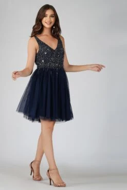 Symphony Dark Blue Embellished Midi Dress 14 Symphony Dark Blue Embellished Midi Dress -Laceand Beads SYMPHONYMINI 15 Copy