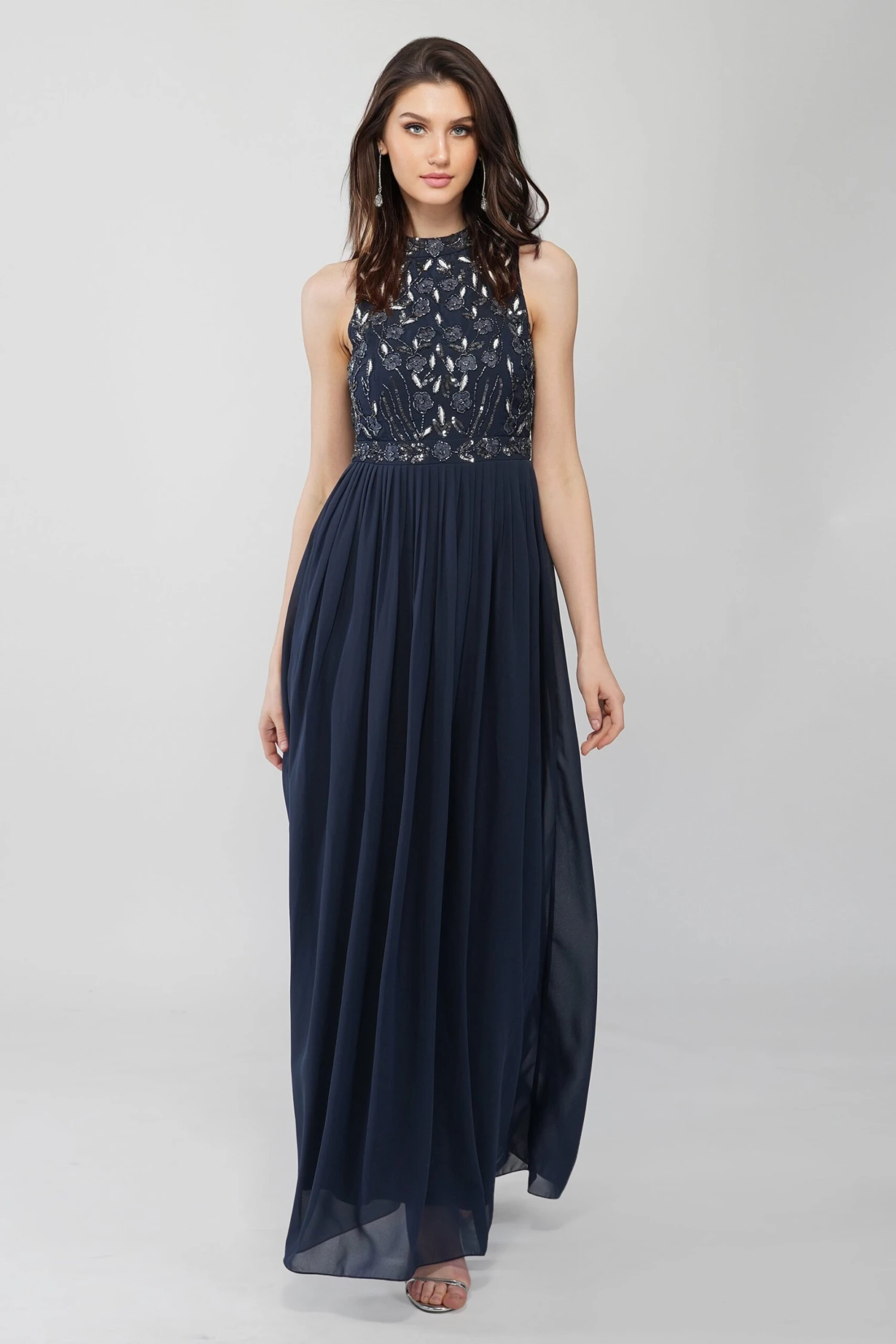 Saffron Floral Embellished And Embroidered Maxi Dress 1 Saffron Floral Embellished And Embroidered Maxi Dress