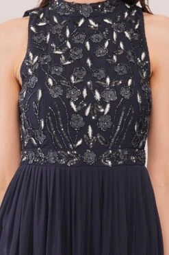 Saffron Floral Embellished And Embroidered Maxi Dress 7 Saffron Floral Embellished And Embroidered Maxi Dress -Laceand Beads Saffron 5