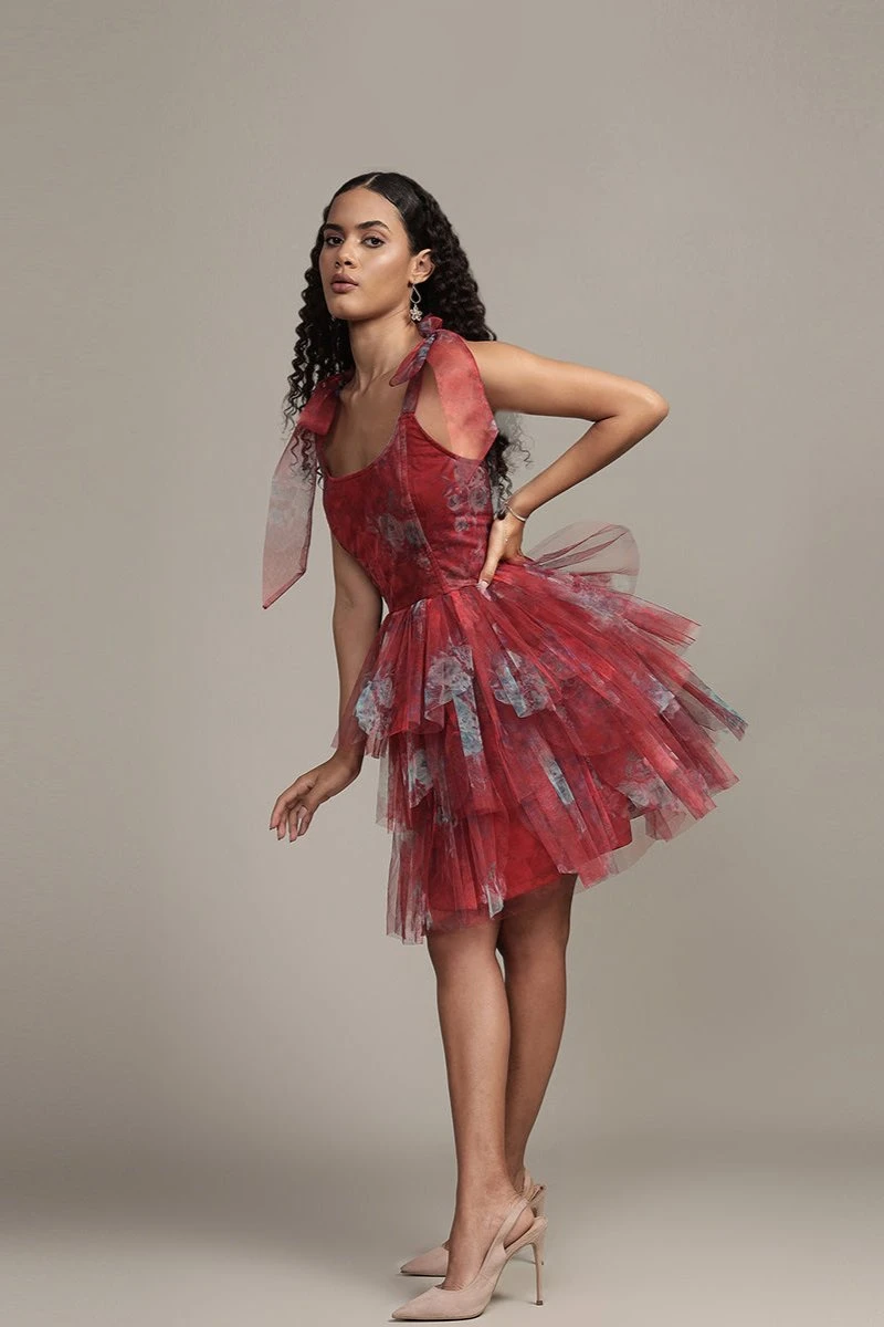 Sava Mini Dress In Red Print 5 Sava Mini Dress In Red Print - Image 5