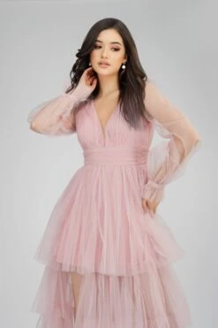 Salma Long Sleeve Tulle Maxi Dress In Pink 8 Salma Long Sleeve Tulle Maxi Dress In Pink -Laceand Beads SelmaMaxi 4