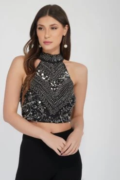 Shalice Grey Sequin Top