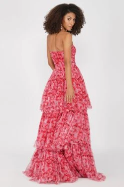 Shiloh High Low Tulle Dress In Red Floral 6 Shiloh High Low Tulle Dress In Red Floral -Laceand Beads Shiloh 5