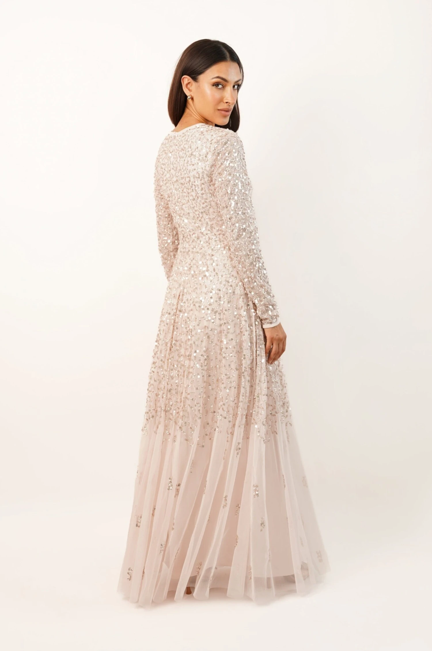 Sila Long Sleeve Embellished Maxi Dress In Powder Pink 2 Sila Long Sleeve Embellished Maxi Dress In Powder Pink - Image 2