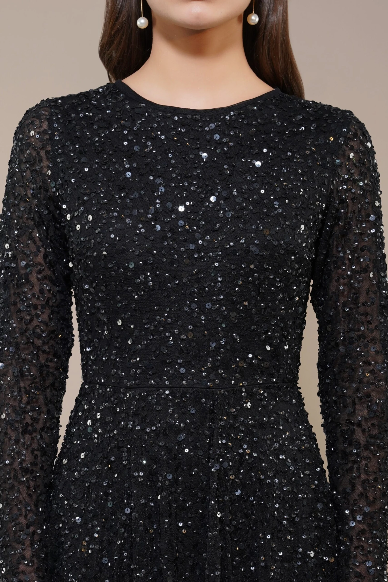 Sila Long Sleeve Embellished Maxi Dress In Black 2 Sila Long Sleeve Embellished Maxi Dress In Black - Image 2